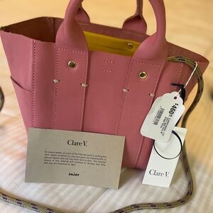 Clare V petit box tote with strap petal